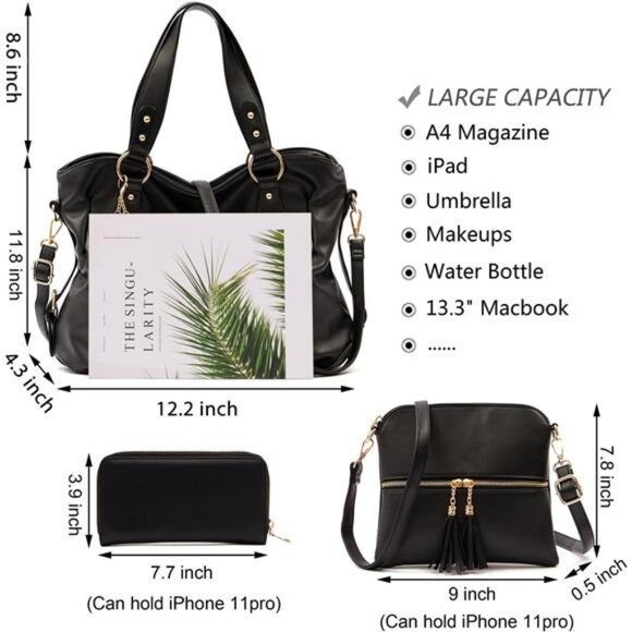 Qiyuer Purses And Wallets Set For Women Tote Handbags Large Hobo Bag Purse With - Picture 3 of 7